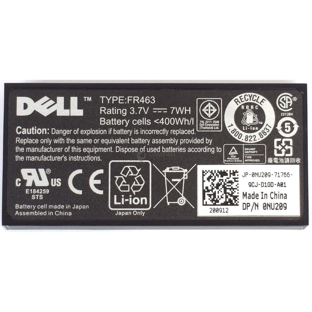 NU209 DELL RAID CONTROLLER BATTERY 3.7V FOR DELL PERC 5I 6I H700